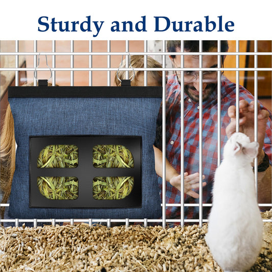 Rabbit Hay Feeder Bag .Guinea Pig Hanging Hay Feeding Bag Storage Dispenser for Chinchilla Hamster Bunny Small Animal Pet