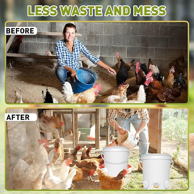 6 Pcs Chicken Feeder and 6 Pcs Water Cup Kit, Gravity Poultry Waterer Cup and Poultry Feeder Port Set with Hole Saw and Sealing Tape, Chicken Feeders No Waste for Duck Bird Quail