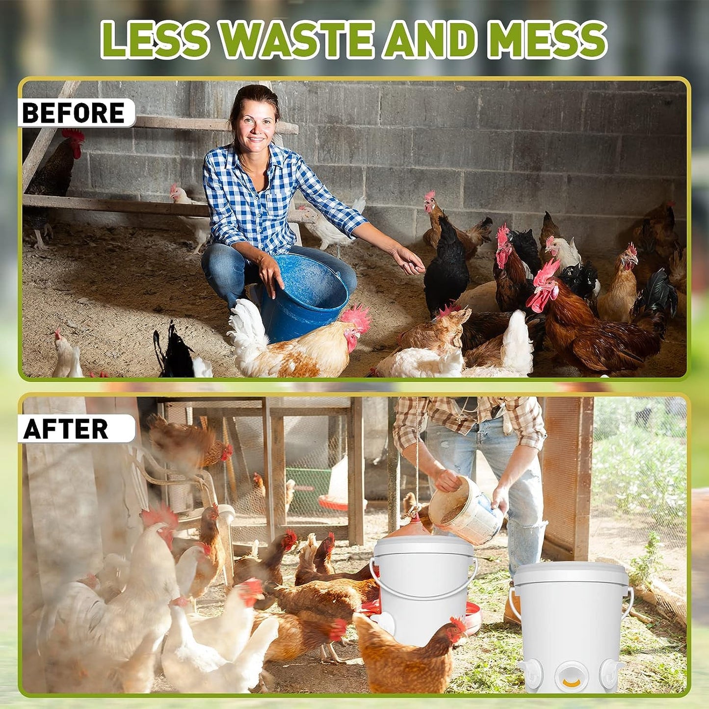 12 Pcs Chicken Feeder and Water Cup Kit, Gravity Chicken Waterer and Feeder Port Kit with Hole Saw and Sealing Tape, No Waste for Duck, Bird, Quail
