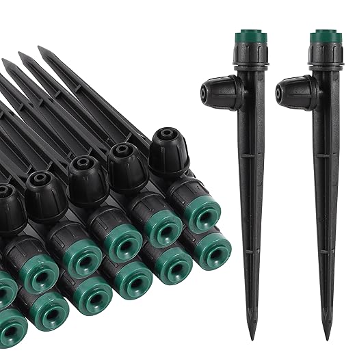 40Pcs Drip Irrigation Emitters Sprayers for 1/4" Tubing, Adjustable 360 Degree Water Flow Sprayers on 5.5" Arrow Stake for Garden Irrigation Watering System