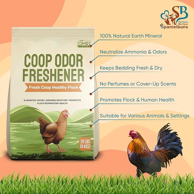 Chicken Coop Refresher - 20 Pounds: All-Natural Odor Eliminator, Moisture Absorber, and Ammonia Neutralizer - Deodorizer,Chicken Coop Accessories for Chickens Run- Remove Smell of Chicken Coops