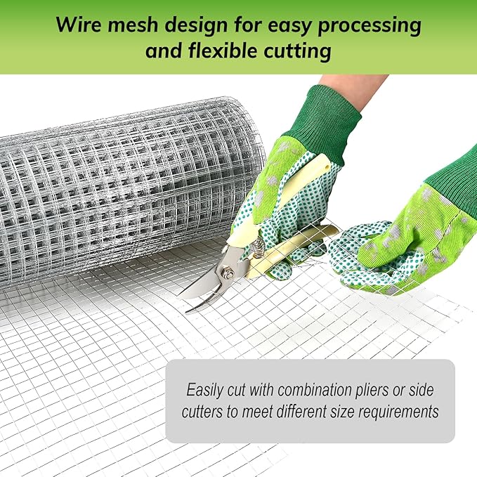 Hardware Cloth, 1/2inch 23Ga 16in x 50ft Chicken Wire Fencing, Galvanized Welded Chicken Wire Mesh for Chicken Coop Poultry Netting Garden, Predator Proof Chicken Wire Fence Roll