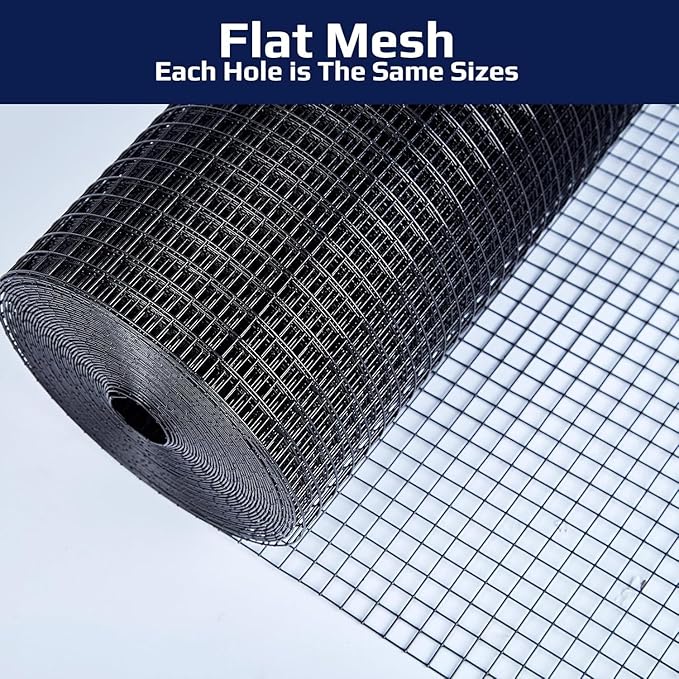 Hardware Cloth 1/2 inch Mesh 60'' x 100' 19-Gauge, Black Vinyl Coated Chicken Wire Mesh Roll, Welded Wire Fencing, Chicken Wire Fencing, Garden Fencing, Vegetable Garden