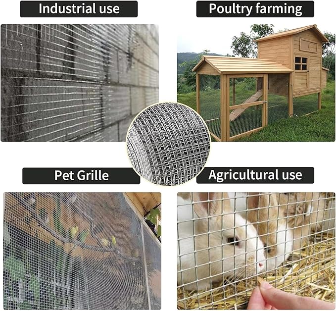 Hardware Cloth 1/4 inch 12" x 33 ft, Galvanized 23 Guage Wire Hardware Mesh, Welded Chicken Wire Fence Fencing Roll for Chicken Coop Wire, Rabbit Cage Wire, Poultry and Animal Cage Netting Screen