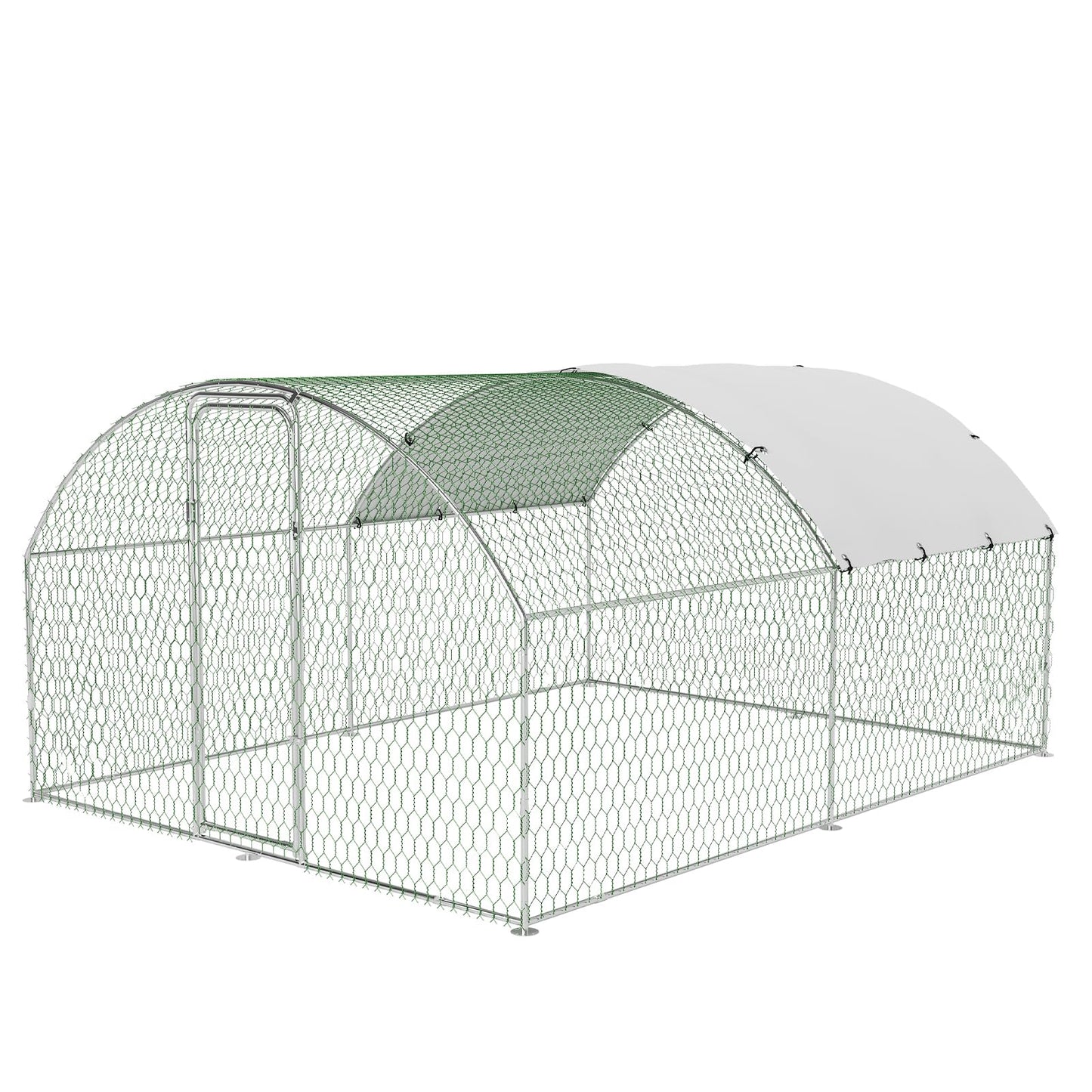 Large Metal Chicken Coop, Doom Roof Chicken Run for Yard, Walk-in Poultry Cage with Waterproof and Anti-Uv Cover, Chicken Pen for Outdoor Backyard Farm (9.8x13.1x6.5FT)