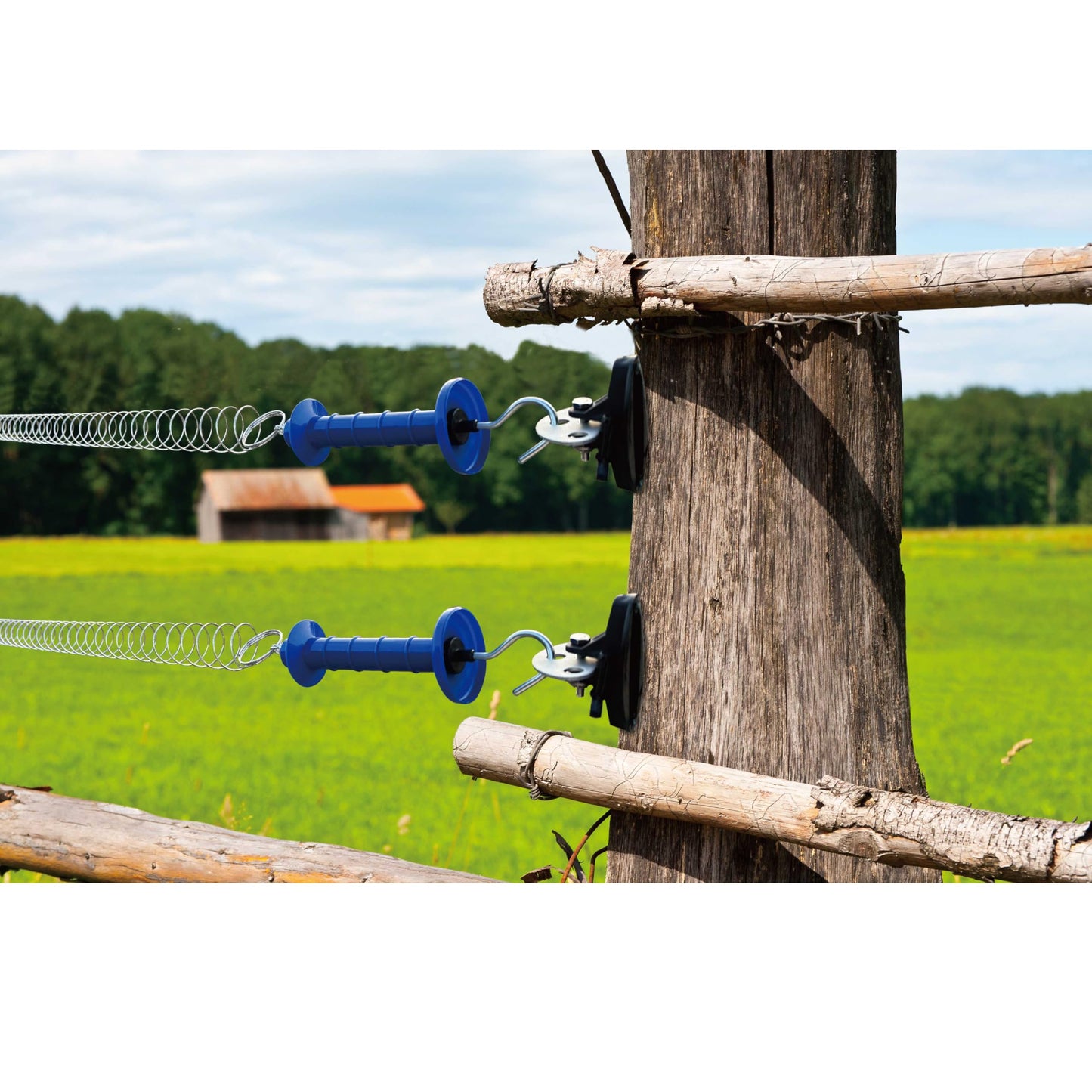 5 Pack Electric Fence Gate Kit, with Spring Gate Handle, 2 Anchor Insulators and 19.69-Feet Tension Big Spring，for Electric Fence Gate Livestock Fence Agricultural Fencing and Pasture
