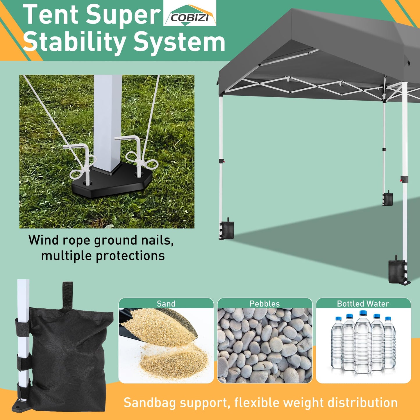 COBIZI Carport Canopy 10x20 Pop up Canopy Portable Garage with 1-Button Push Center Lock,Car Port Garage with 2 Sidewalls UV Resistant Waterproof All-Season Car Canopy Tents Shelter for Car,Truck,Boat