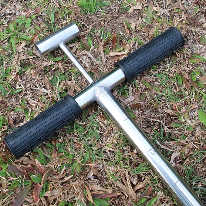 Soil Sample Probe 40” with Ejector and Foot Pedal,Soil Probe Stainless Steel T-Style Handle Soil Test Kit,Soil Probe Rod for Soil Sampling Plant Care/Agriculture/Garden/Farm