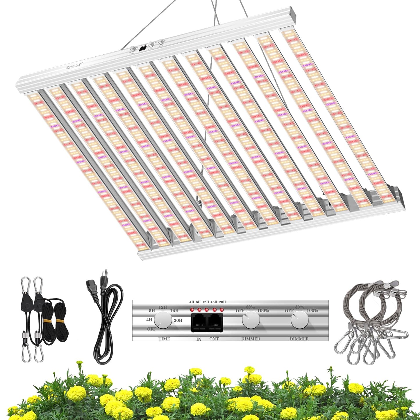 SZHLUX 840 Watt LED Grow Light Daisy Chain Dimmable Full Spectrum Grow Lights for Indoor Plants, 44x44 Inch Size Greenhouse LED Grow Light