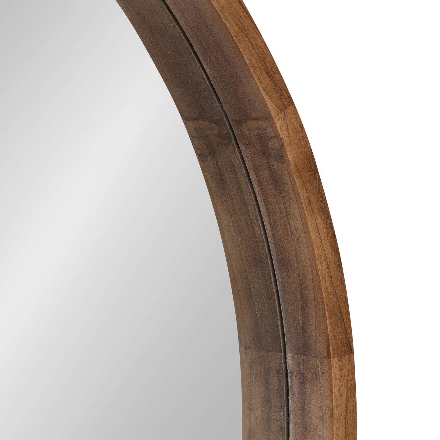 Kate and Laurel Hutton Round Wood Framed Wall Mirror, 36" Diameter, Natural Rustic Brown, Geometric Home Decor