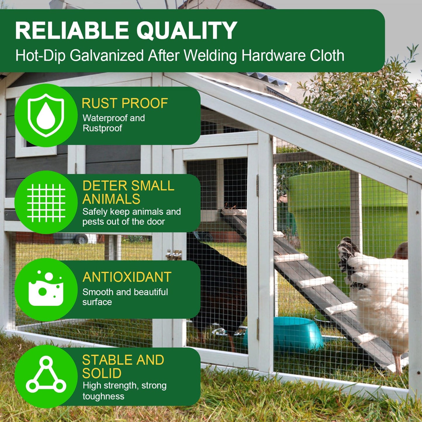 HOPERAN Black Hardware Cloth 1/2 inch 36 x 100 Ft Mesh 19 Gauge PVC Coated Chicken Wire - Vinyl + Galvanized Double Coated Fence - Welded Wire Mesh Roll for Chicken Coop Fencing Garden Fencing