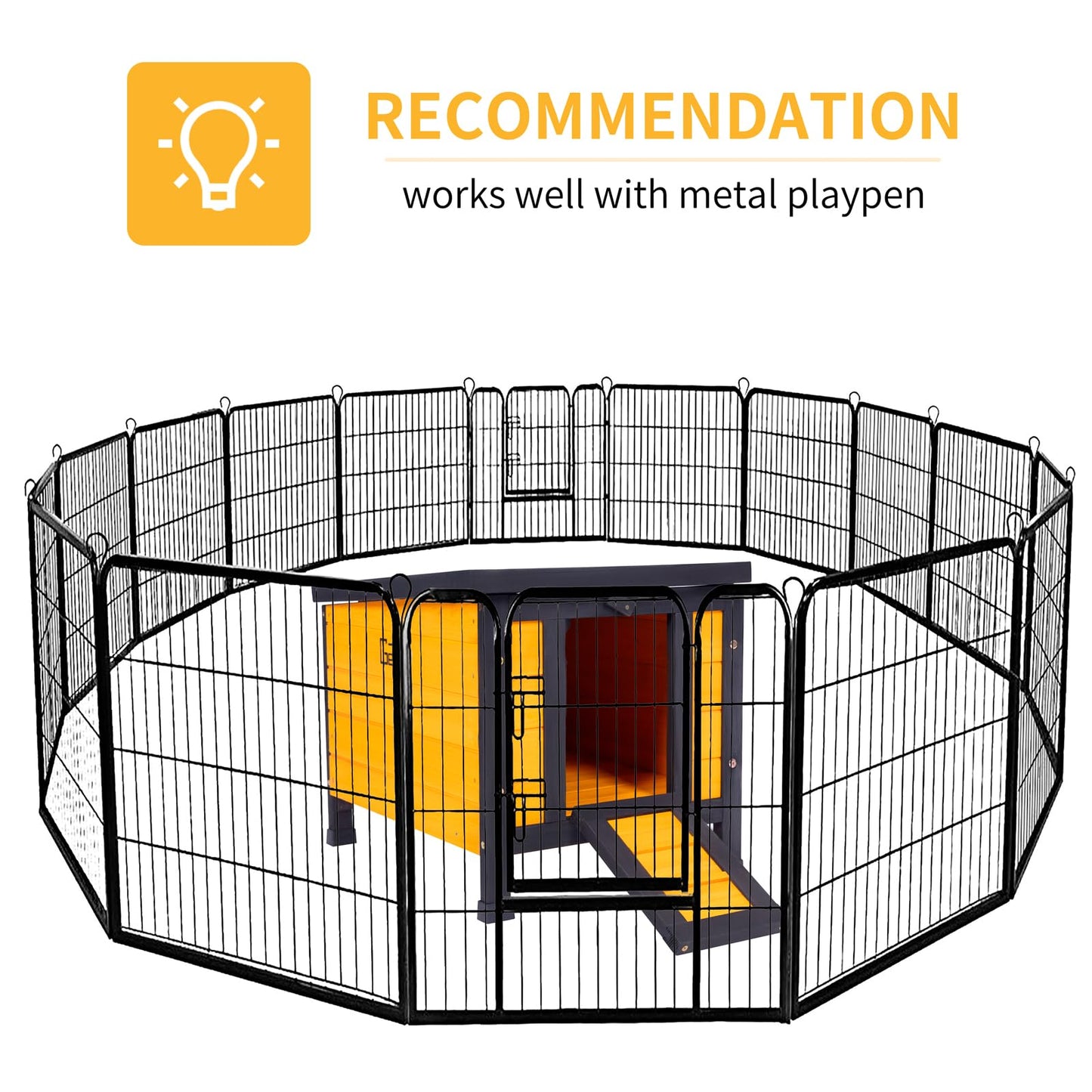 GEGURI Outdoor Cat House Weatherproof, Rabbit Hutch & Indoor Bunny Cage, Wooden Shelter for Feral Cats, Rabbits, Chickens & Small Animals