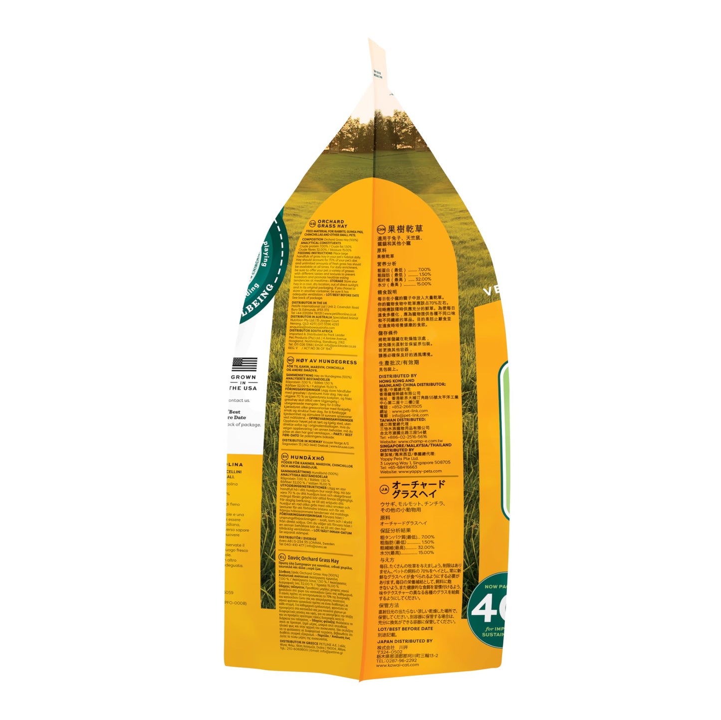 Oxbow Orchard Grass Hay for Small Pets – All-Natural Long Strand Fiber Hay for Rabbits, Guinea Pigs, Chinchillas, and Hamsters – Supports Digestive Health and Enrichment – 40 oz Bag