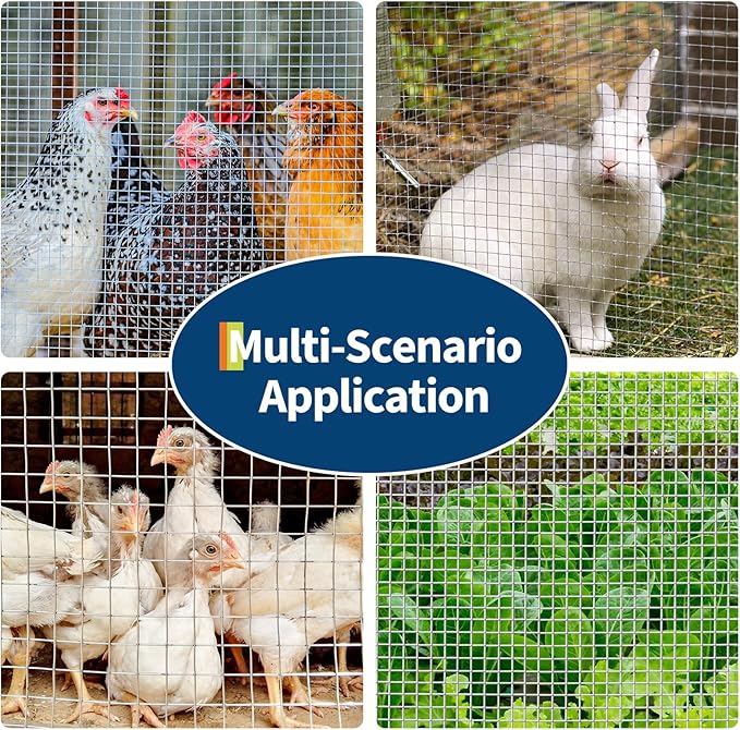 Hardware Cloth 1/2 Inch - 36in x 100ft Heavy Duty Galvanized Chicken Wire Mesh Roll, Hot-Dipped After Welding for Chicken Coop, Rabbit Cages & Garden Fencing – Poultry Netting & Chicken Wire Fencing