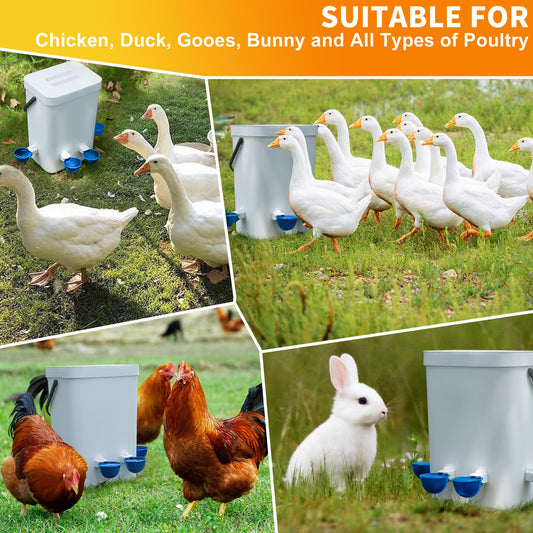 Chicken Water Cups 12pcs - Automatic Filling Waterer Feeder, Gravity DIY Poultry Watering System, Chicken Water Dispenser Bowl, Chicken Coop Accessories for Hens, Duck, Goose, Turkey (Blue)