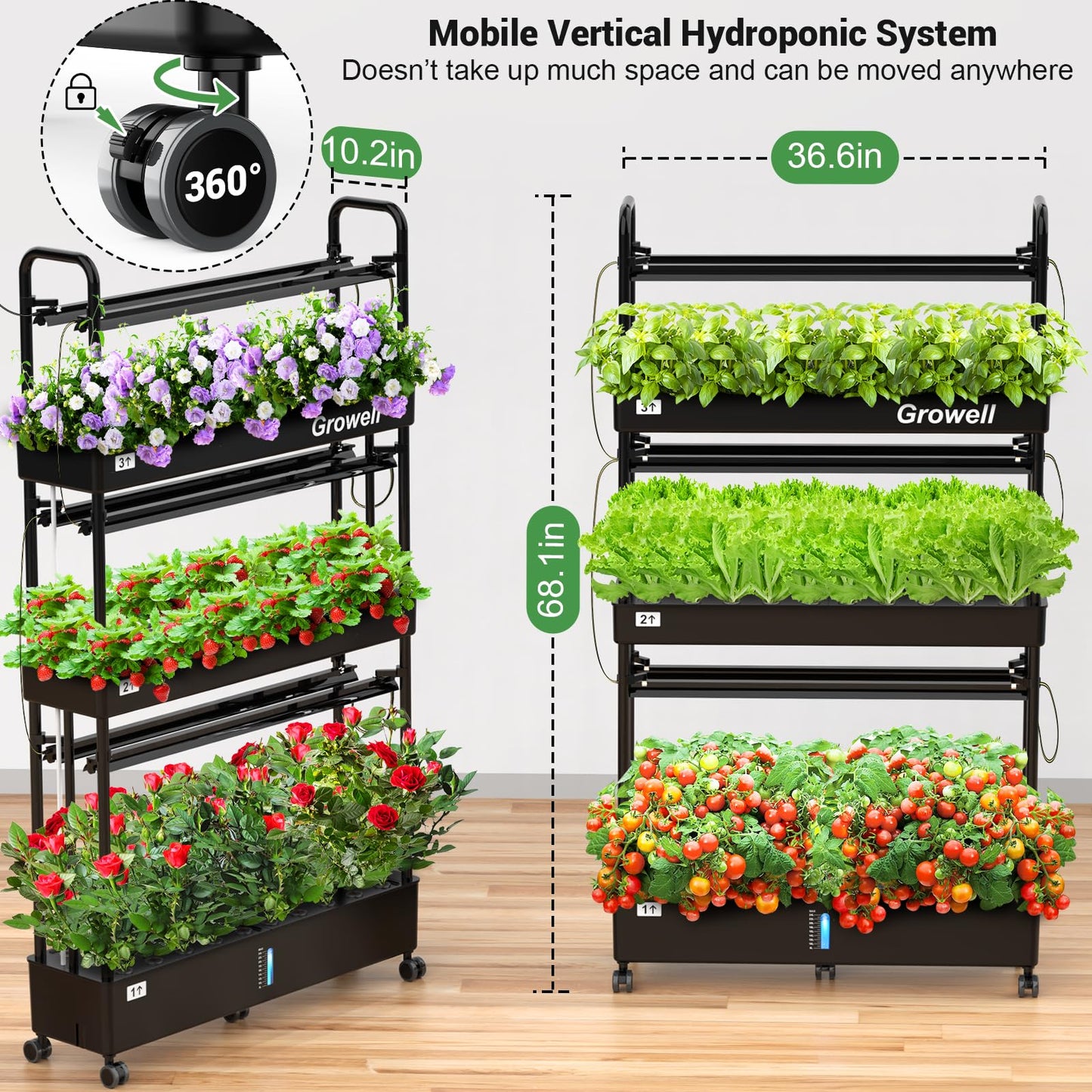 Growell 60 Pods & 90 Pods Vertical Hydroponics Growing System