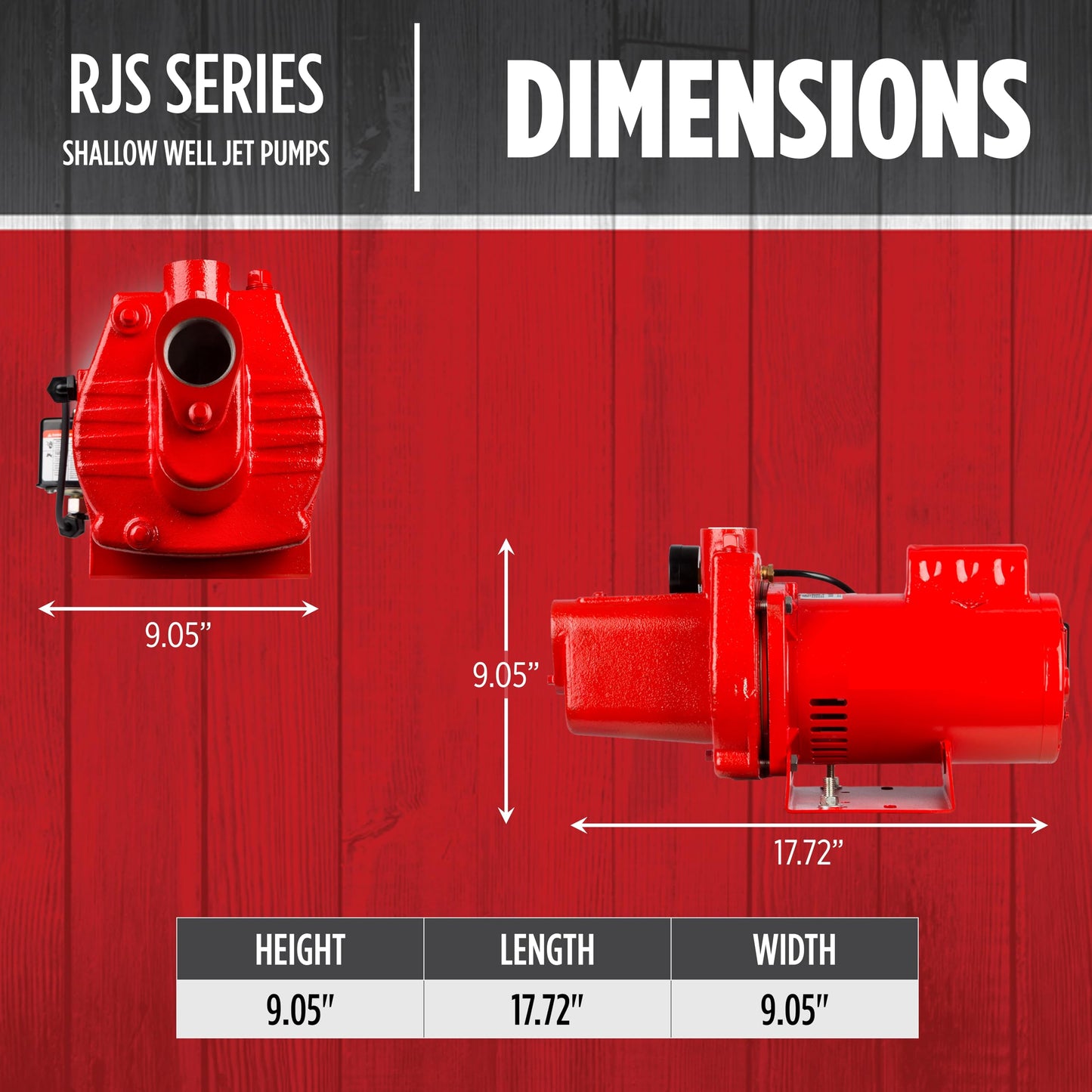 Red Lion RJS-75-PREM 3/4 HP, 16 GPM, 115/230 Volt, Premium Cast Iron Shallow Well Jet Pump, Red, 602207