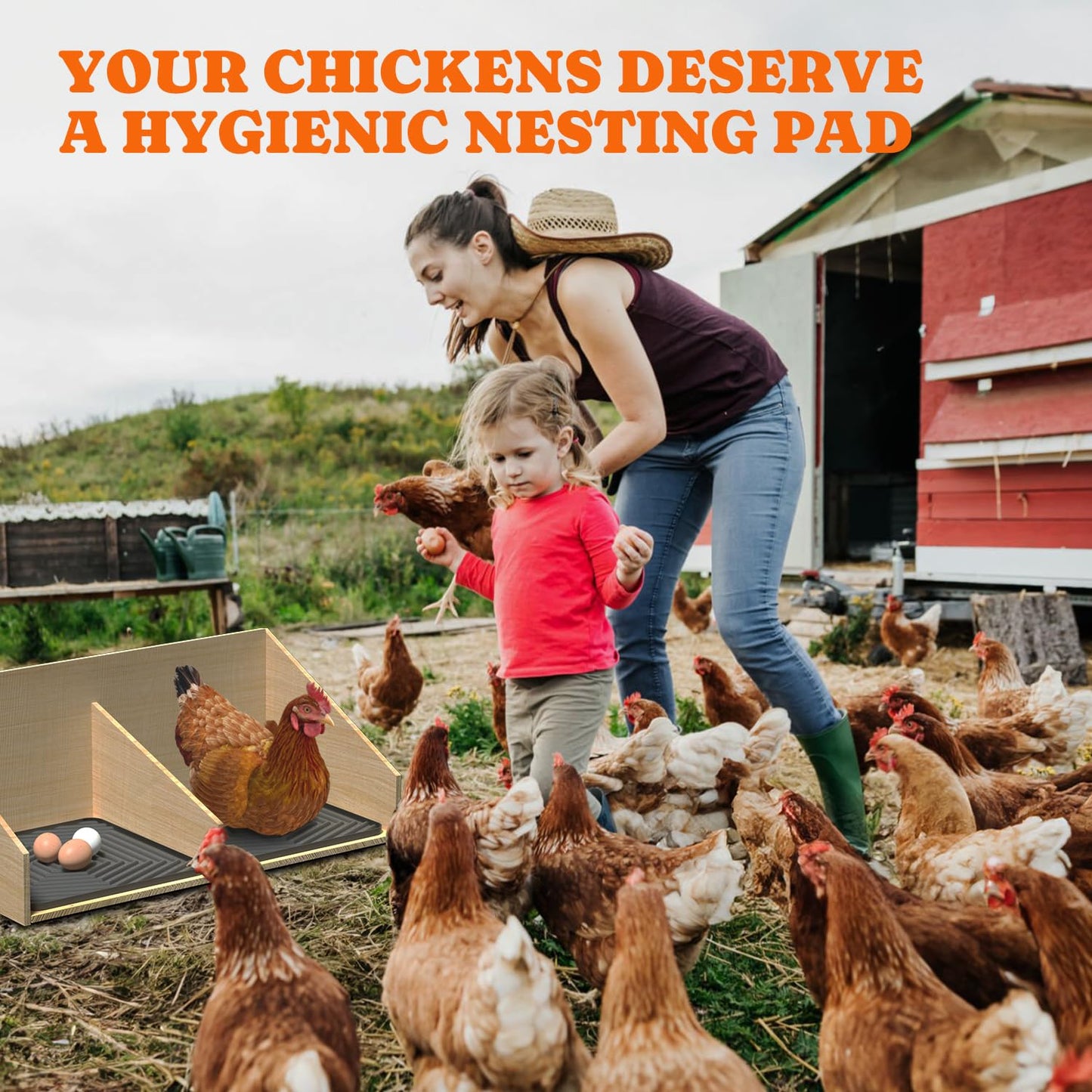 Chicken Nesting Box Liners: Washable Nesting Pads for Laying Eggs, 12x12, 10 Pack