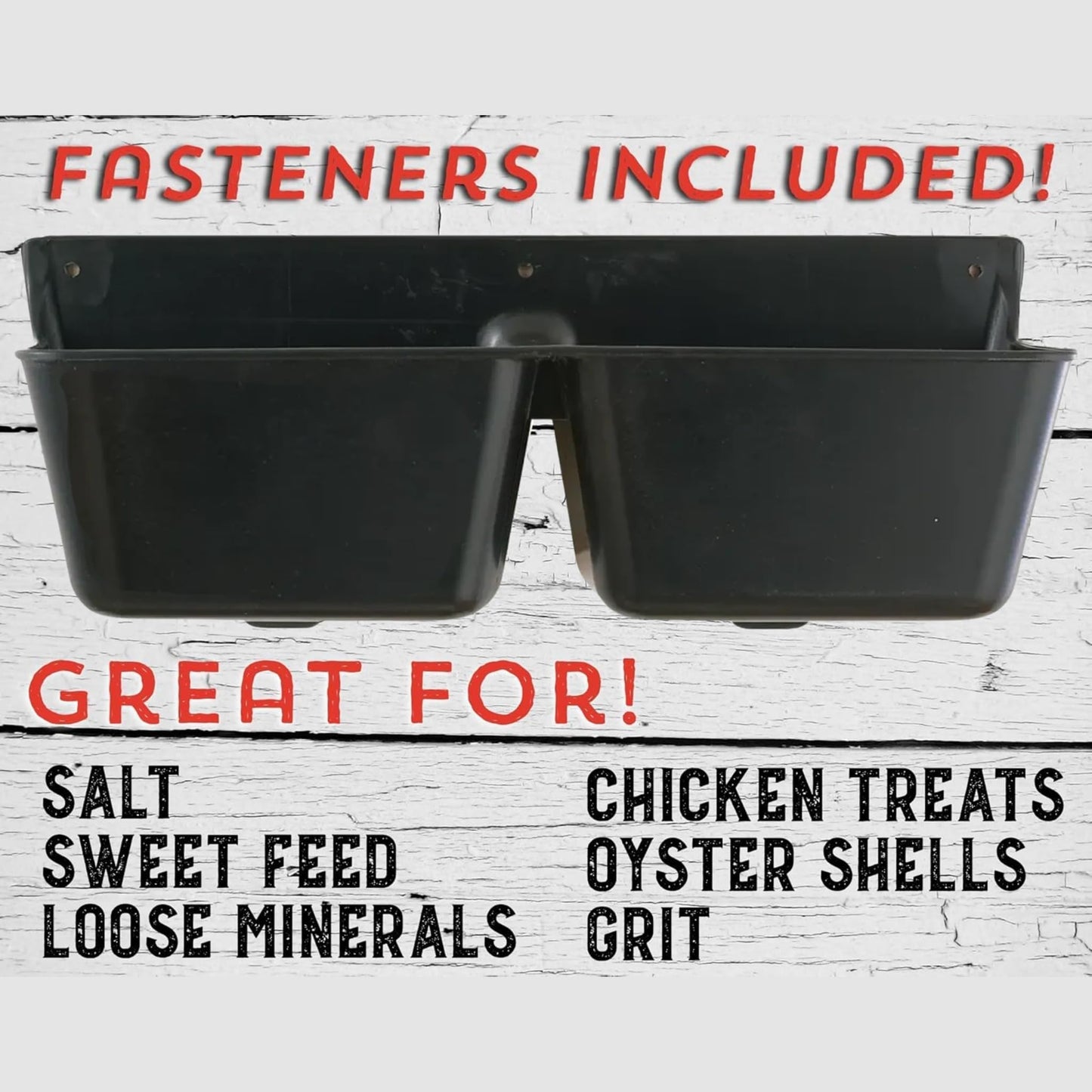 LBH Market Goat Mineral Feeder Kit Includes Mineral Feeder 3.5 Qt with 5 Wood Screw Fasteners Suitable for Goats and Horses