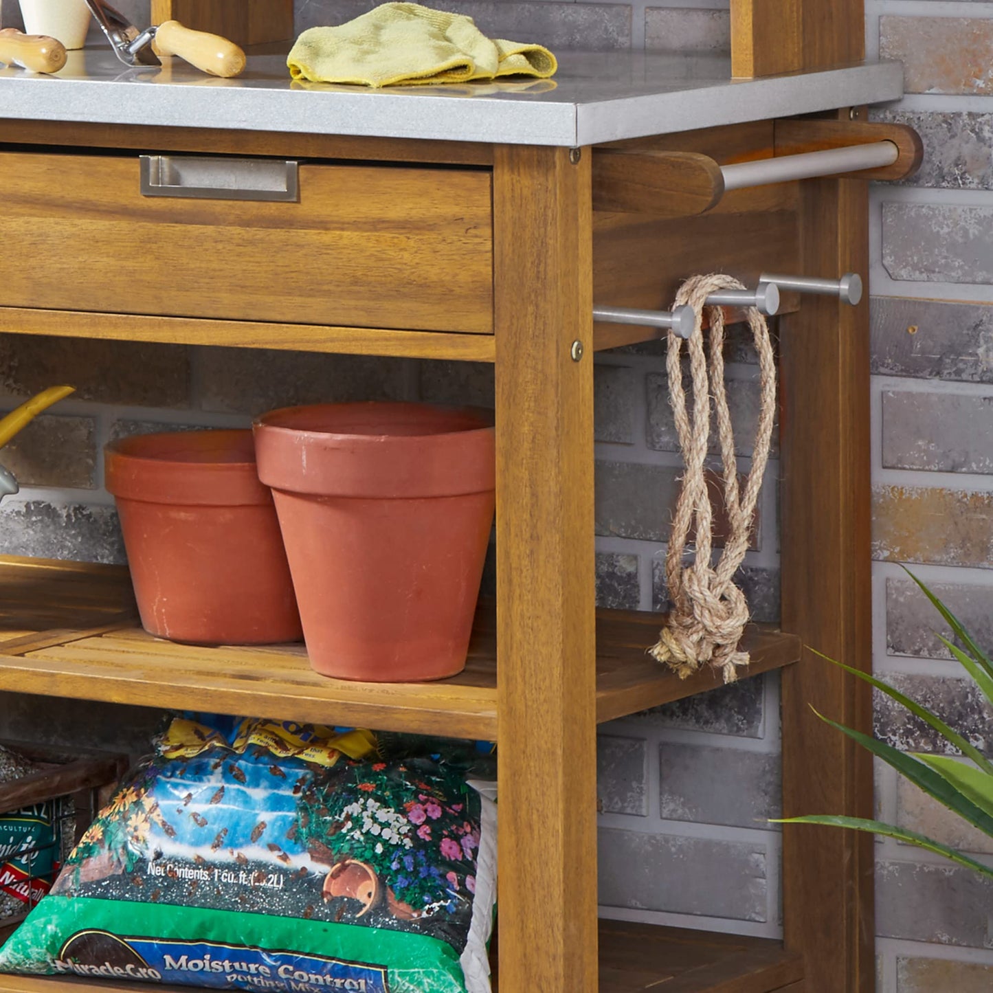 Homestyles Maho Golden Teak Potting Bench