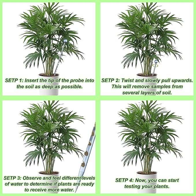 10"x Diameter 0.27" Soil Probe Stainless Steel Soil Sampler Probe Soil Moisture Probe for Plants No Batteries Required Moisture Meter for Plant Garden Farm Soil Sampling