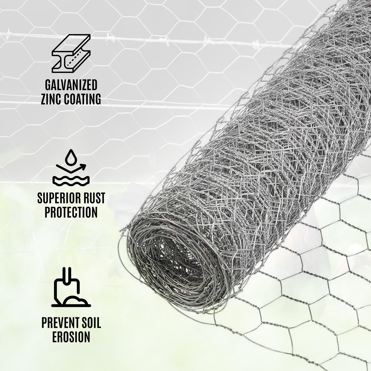 YARDGARD Chicken Wire 1 Inch Mesh 60 Inch X 150 Foot 20 Gauge Galvanized Steel Wire Fence Ideal for Crafting, Garden Protection, Bird Enclosures, Chicken Coops, Poultry Netting and Rabbit Fencing