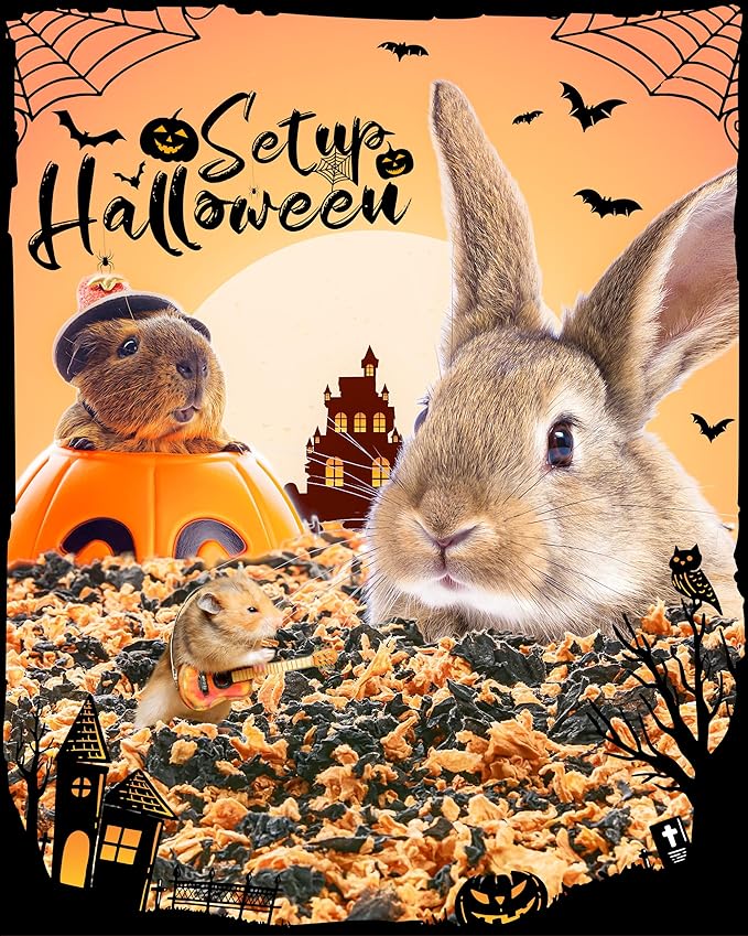 BUCATSTATE Hamster Bedding 70L, 99% Dust-Free Guinea Pigs Bedding Odor Control, Cozy Paper Small Animal Beddings for Rabbit Rat Syrian Dwarf Hamsters Gerbils (Halloween Décor)