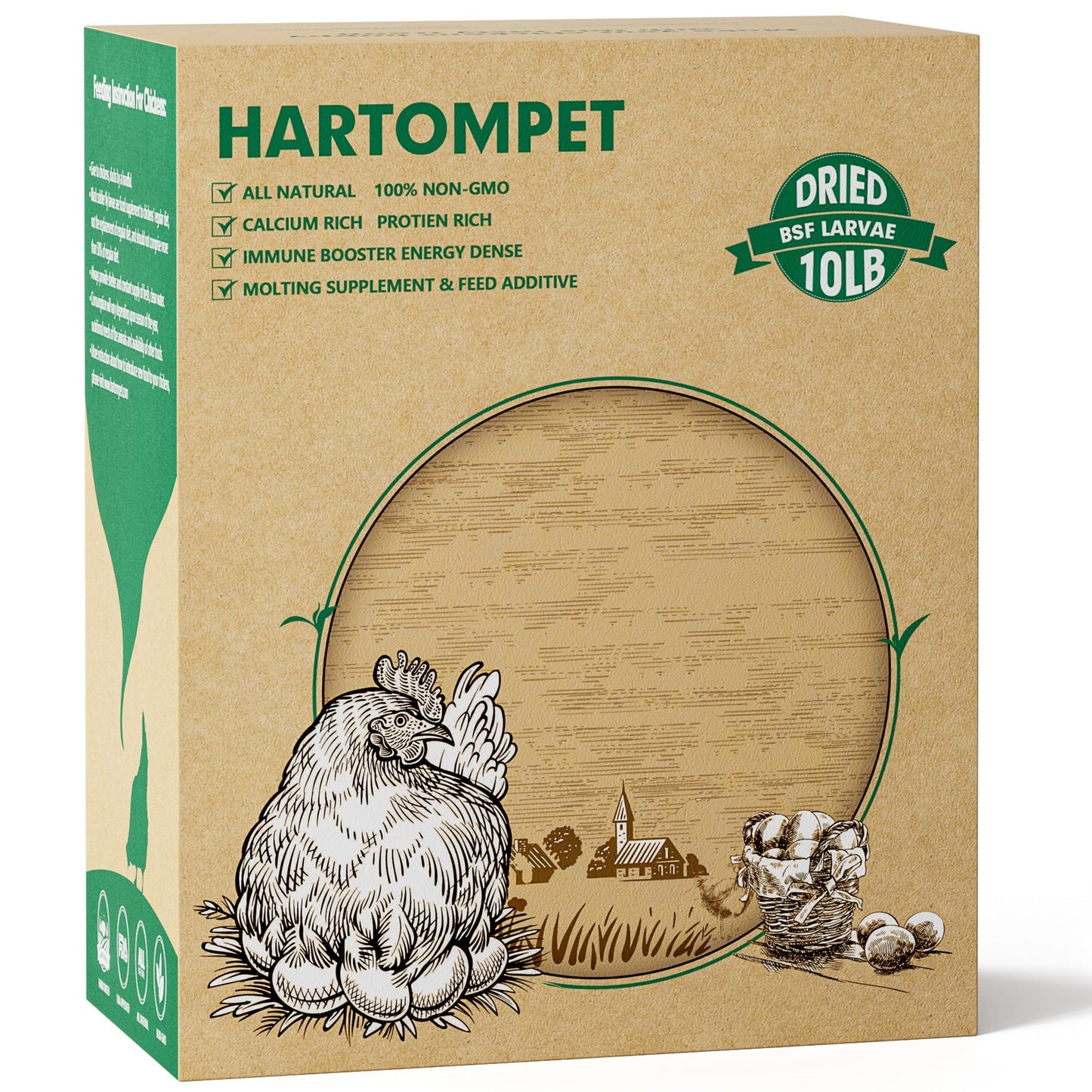 HARTOMPET 10LB Non-GMO Dried Black Soldier Fly Larvae, Superior Calcium Boost for Chickens, Better Than Dried Mealworms, Poultry Feed Ideal for Molting & Laying Hens, Wild Birds, Ducks | Top Grade BSF