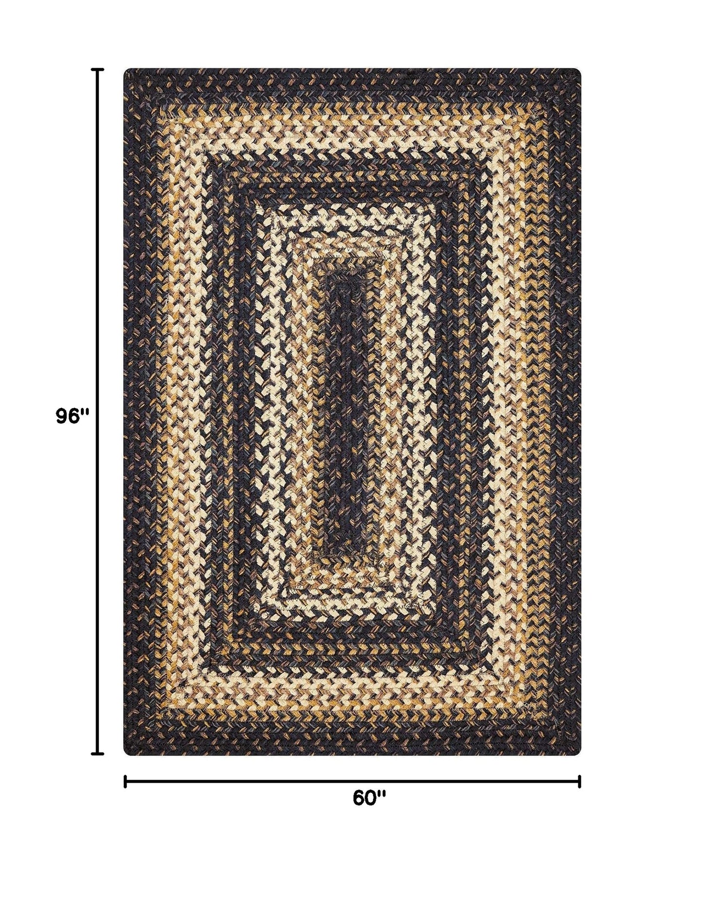 Homespice Kilimanjaro Premium Jute Braided Area Rug, 5' x 8' Rectangular Black and Brown, Reversible, Natural Jute Yarn Rustic, Country, Primitive, Farmhouse Style - 30 Day Risk Free Purchase