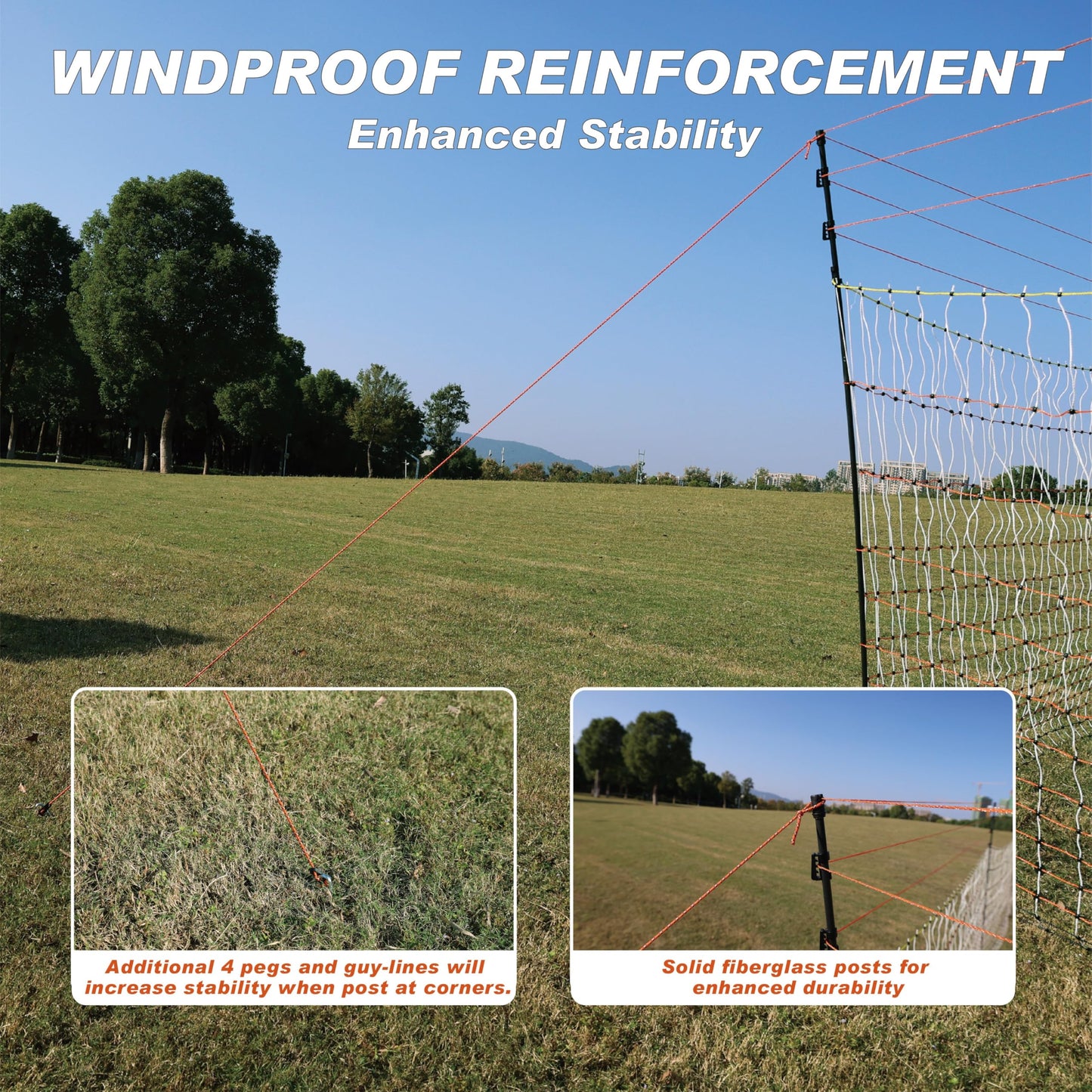 Poultry Electric Netting Fence - 47.3''H (can be Manually Raised to 59.1''H) x 65.6'L for Flying Chicken, Sheep, Goats in Farms, Ranches and Gardens, PK1