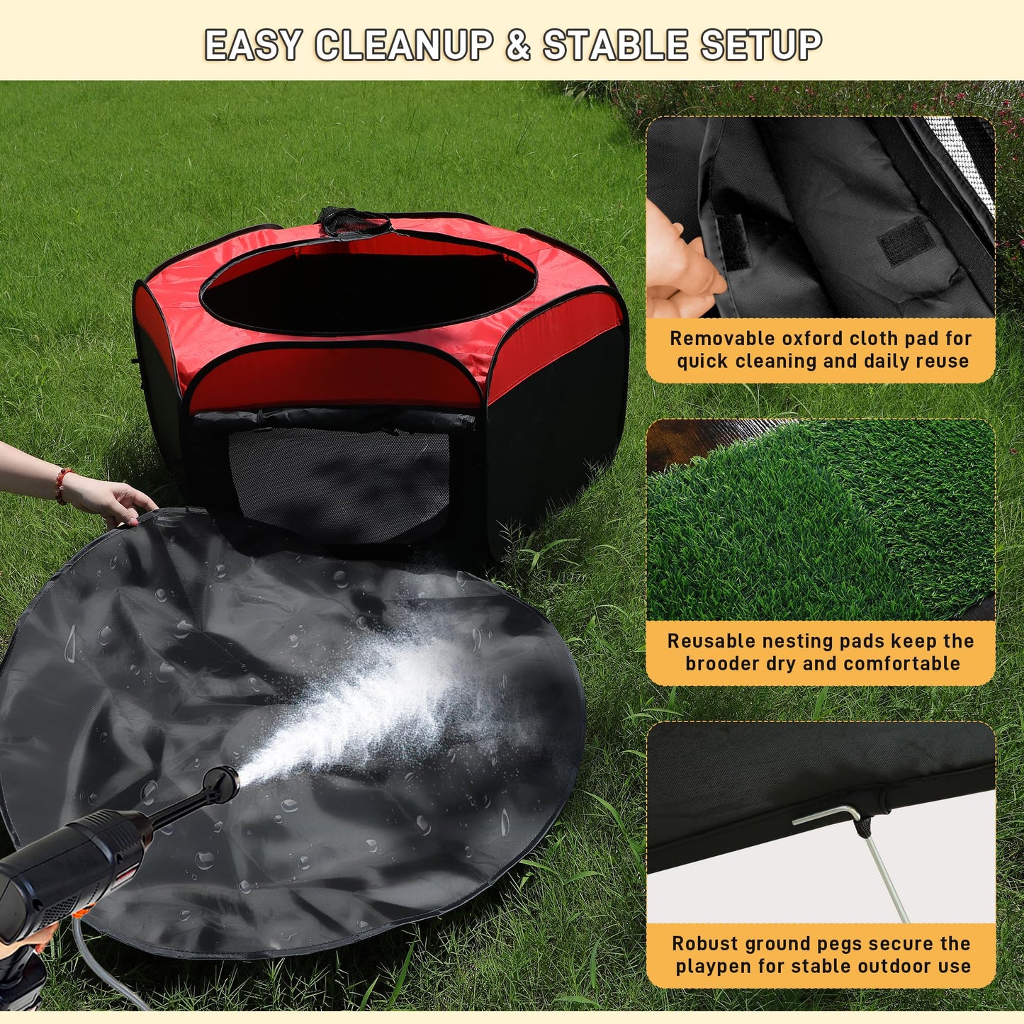 Upgrade Chick Starter Kit, 6-in-1 Chicken Brooder Box for Chicks Includes Pop-Up Chicken Playpen Tent,12 * 12" Heat Brooder Plate, Chicks Feeder, Waterer, Perch & Nesting Pad for Poultry Ducks Quail