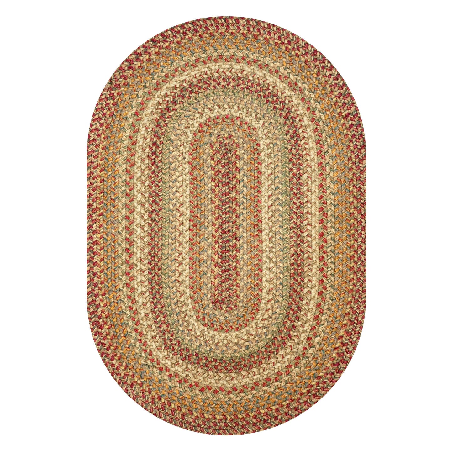 Homespice Harvest Premium Jute Braided Area Rug, 5' x 8' Oval Beige - Tan - Red - Sage - Green, Reversible, Natural Jute Yarn Rustic, Country, Primitive, Farmhouse Style - 30 Day Risk Free Purchase