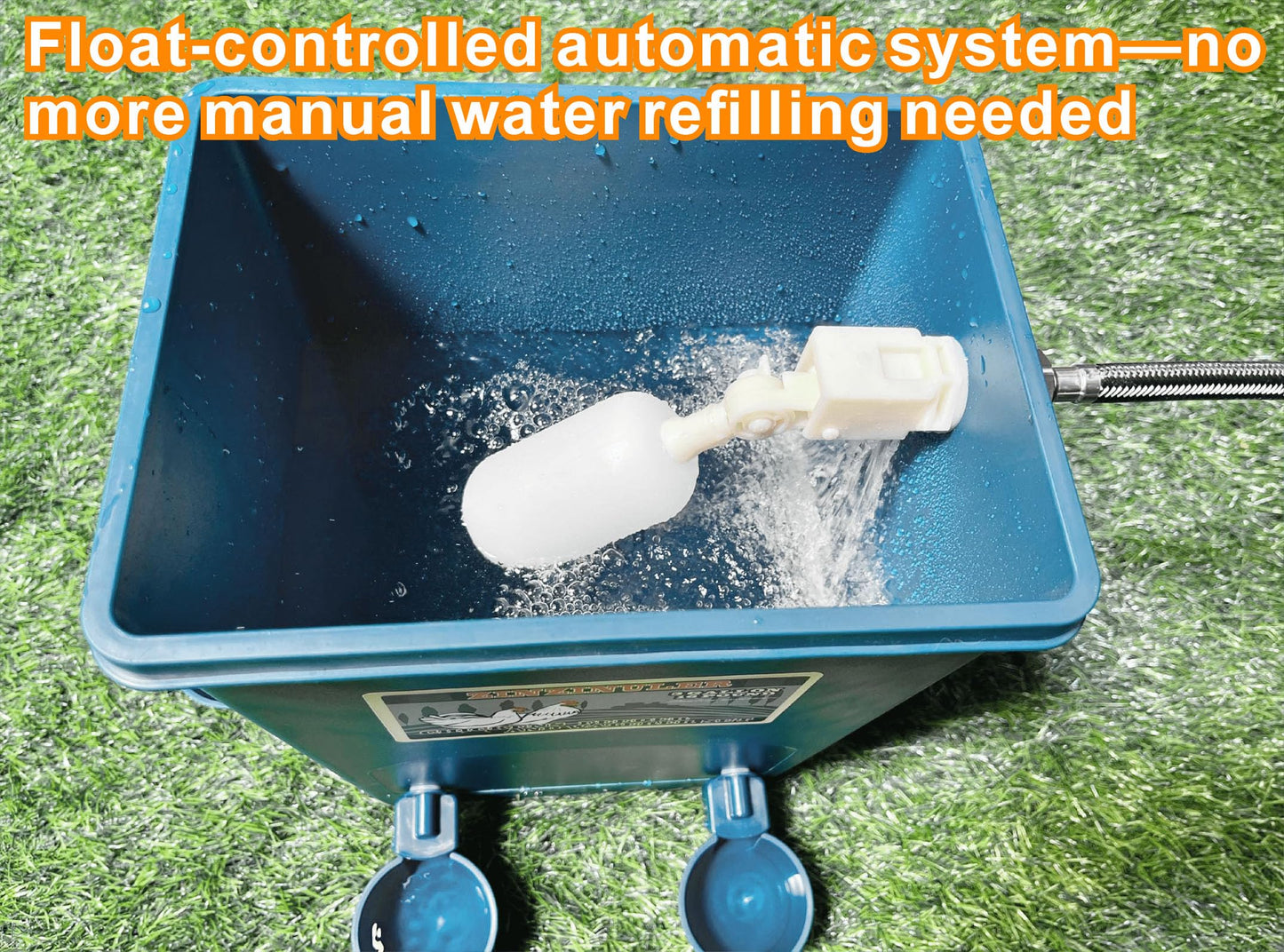 Chicken Waterer with Float Controlled Automatic Set, Chicken Coop Accessories - No Manual Water refilling Needed, 4 Gallon（Compatible with 5/8-inch and 3/4-inch Water Pipes, 60-inch Water Supply Pipe