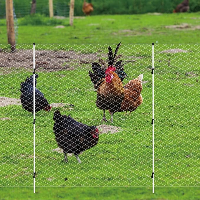 60'' Fiberglass Electric Fence Posts with Double Spikes for Animals, Garden Protection, etc. - 12 Posts Come with 60 Clips