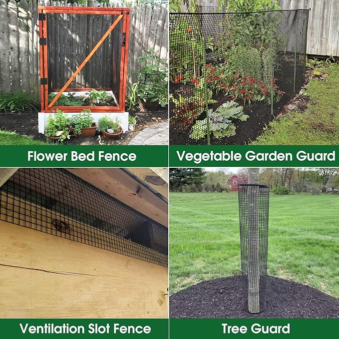 HOPERAN Black Hardware Cloth 1/2 inch 36 x 50 Ft Mesh 19 Gauge PVC Coated Chicken Wire - Vinyl + Galvanized Double Coated Fence - Welded Wire Mesh Roll for Chicken Coop Fencing Garden Fencing