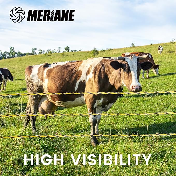 Electric Fence Wire 1/8'' 1312 Feet/400 Meters, UV Wear Rust Resistant, Portable Polyrope Electric Fence Polywire for Livestock, Upgraded 6 Stainless Steel Strands Conductors