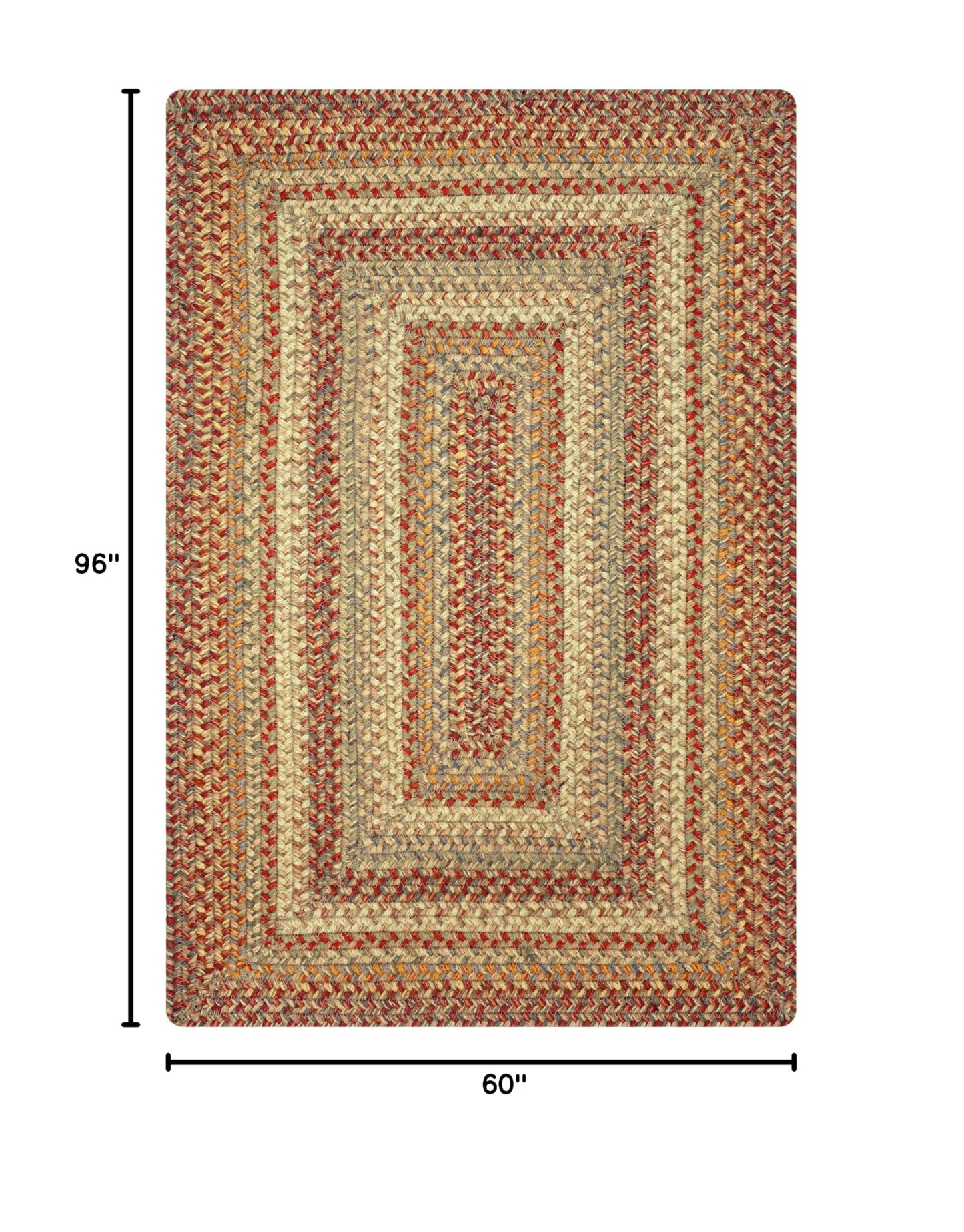 Homespice Harvest Premium Jute Braided Area Rug, 5' x 8' Rectangular Beige - Tan - Red, Reversible, Natural Jute Yarn Rustic, Country, Primitive, Farmhouse Style - 30 Day Risk Free Purchase