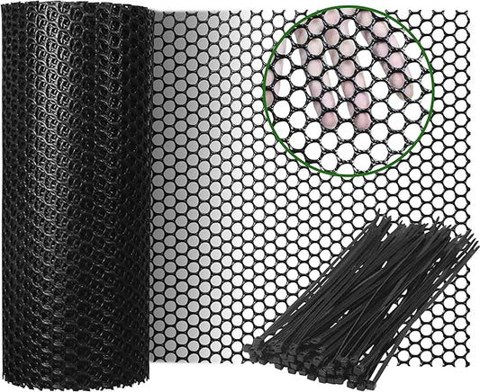 Gardzen Plastic Chicken Wire Mesh with 70 pcs Ties, 16in x 33ft Durable Chicken Fence for Poultry, Garden Protection & DIY Crafting, Heavy-Duty Mesh Netting for Outdoor & Indoor Use