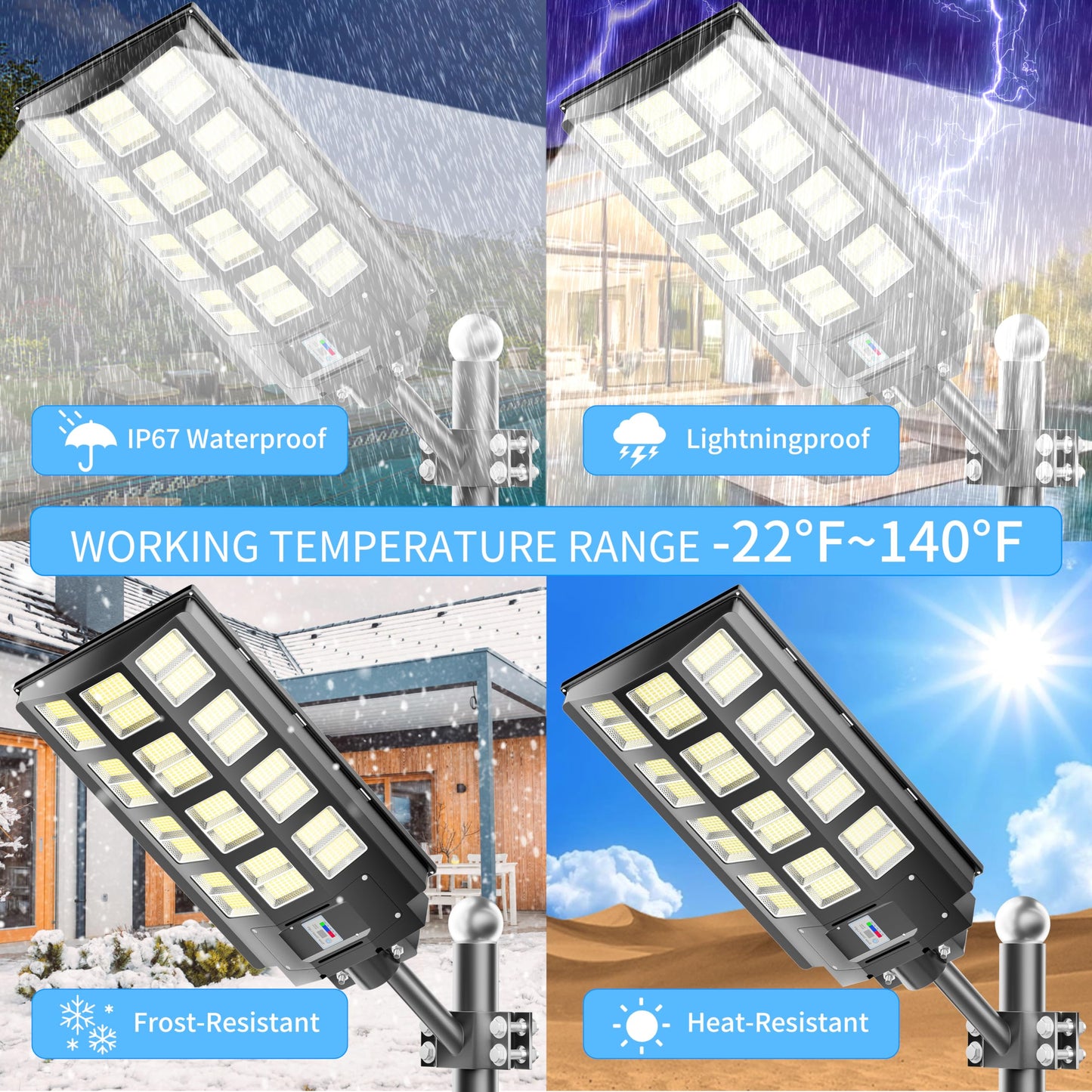 Jadisi 3-Pack 8000W Solar Street Light-240000LM IP67 Waterproof, Dusk to Dawn, Solar Street Lights Outdoor, with Motion Sensor Remote Control,Wide Angle Lamp for Parking lot Lights