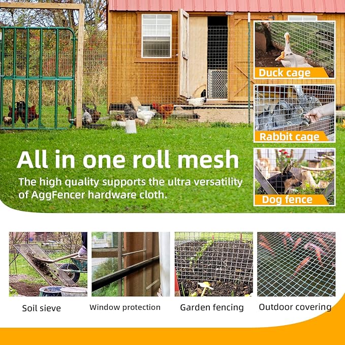 16in x 10ft Green Hardware Cloth 1/8 inch 27Ga PVC Coated Wire Mesh Vinyl Coated Galvanized Wire Mesh Screen Roll, Welded Metal Chicken Wire Fencing, for Garden Plant Fencing Bee Screen