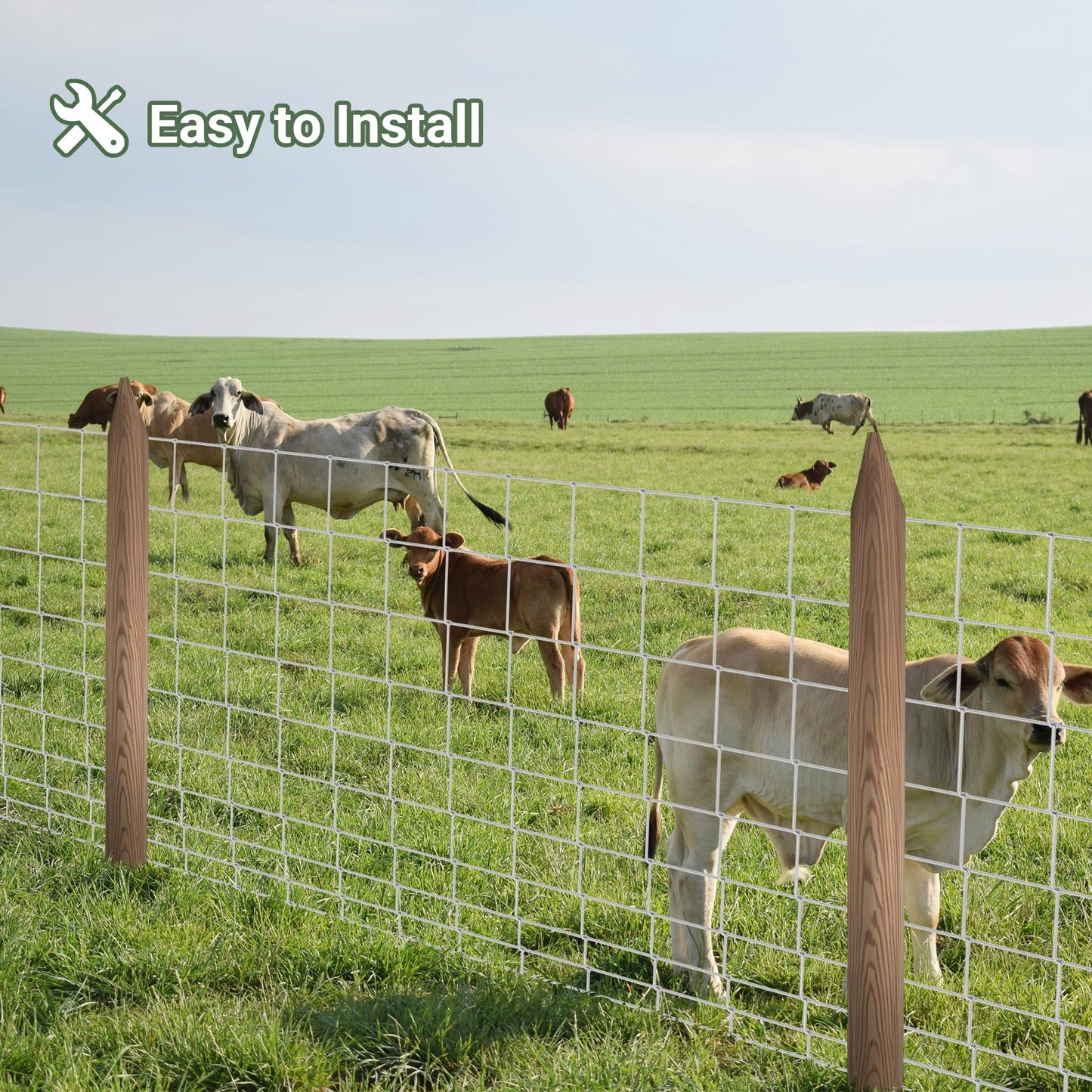 Toriexon Farm Fence 4FT x 164FT, Livestock Fence, Goat Fence, Galvanized Cattle Fence, Heavy Zinc Coating Wire Fencing, Hog Wire Fencing Perfect for Pest Control, Livestock & Animals Protection