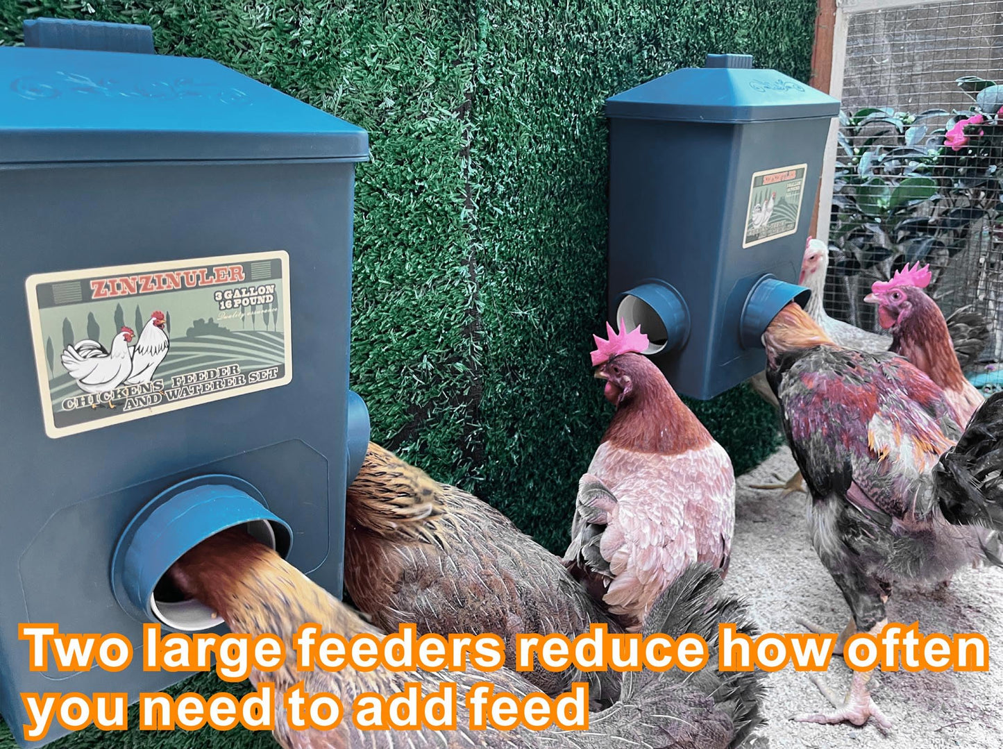 Chicken Feeder, Hanging Automatic Chick Feeders, Chicken Coop Accessories(52 Pounds / 2 Pcs)