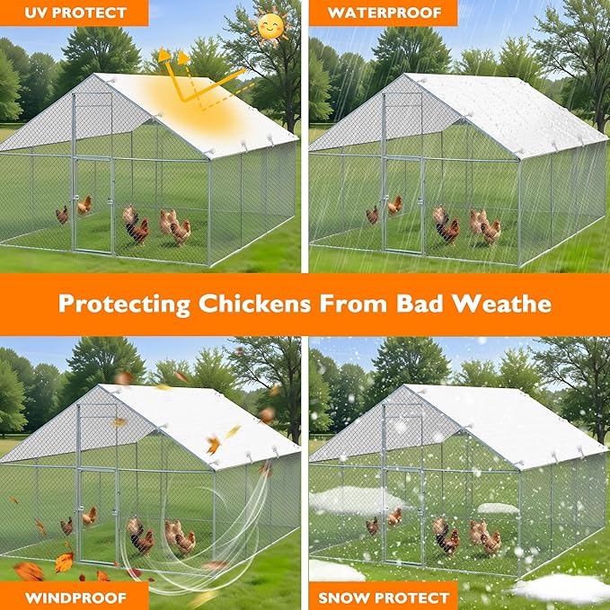 Chicken Coop Cover,11.48 * 6.23 FT Cover for Chicken Run Large Metal Chicken Coop Pen
