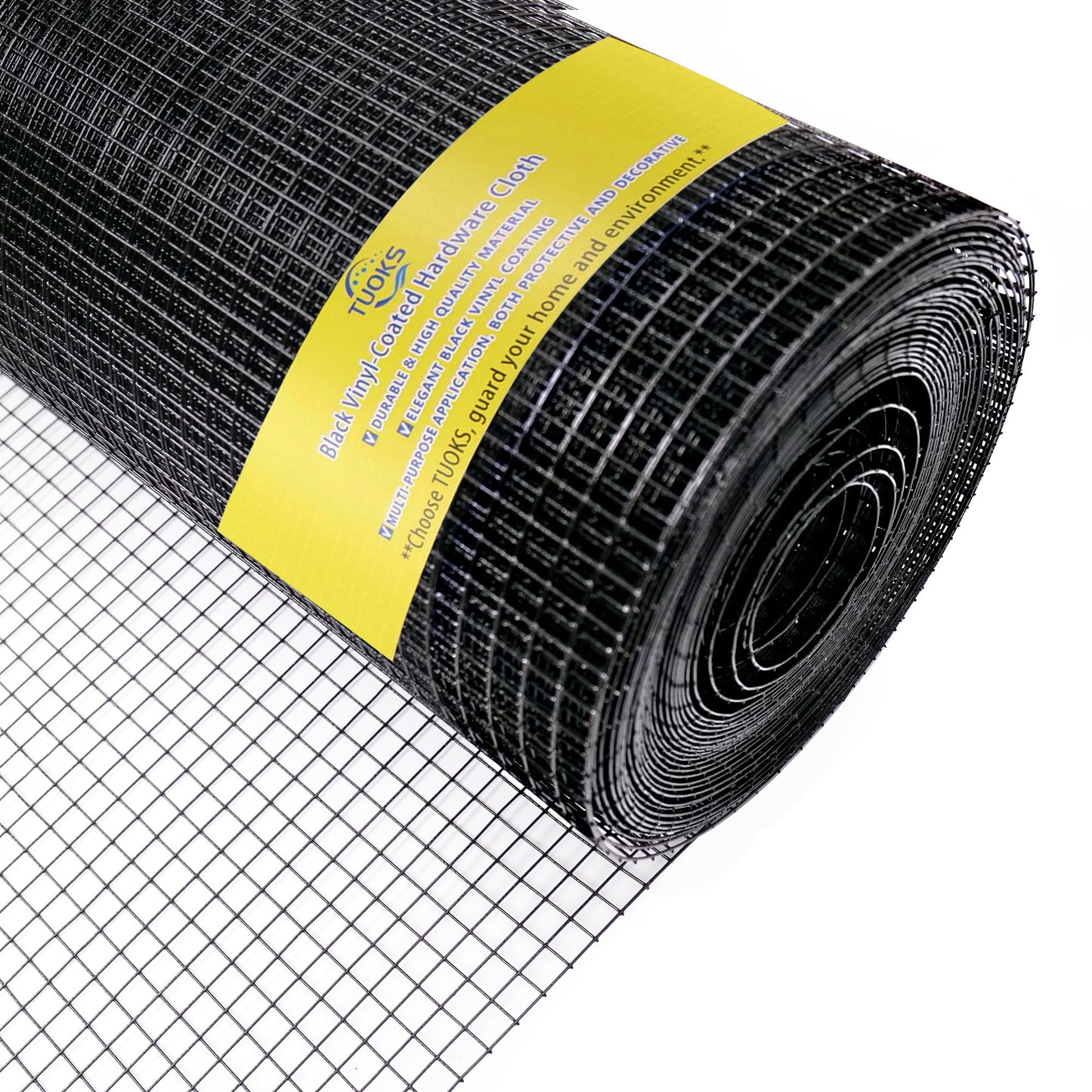 TUOKS Hardware Cloth 1 inch 60in x 100ft 16 Gauge Black PVC Coated Welded Wire Fence Wire Mesh Roll Rabbit Wire Chicken Wire Fencing Gopher Wire Cloth Garden Fence Poultry Netting Rodent Wire