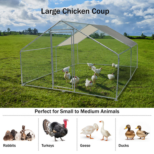 Chicken Coop - Large 13x9x6-Foot Chicken Run with Waterproof Cover and Lockable Door - Metal Chicken Coop for Ducks, Geese, or Rabbits by Pure Garden