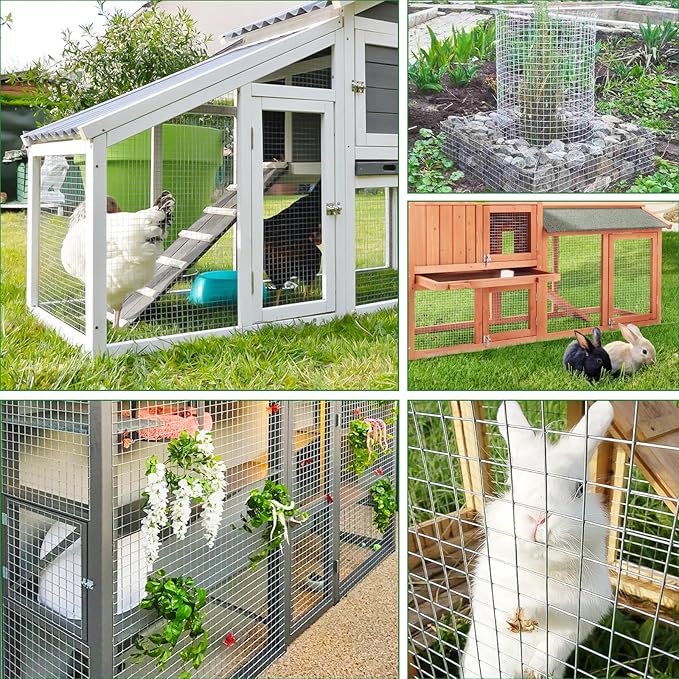 Hardware Cloth 1/4 inch 48in x 100ft 23 Gauge, Chicken Wire Hot-dip Galvanized After Welding Fence Roll Garden Plant Welded Metal Wire Fencing Roll, Rabbit Cages Snake Fence