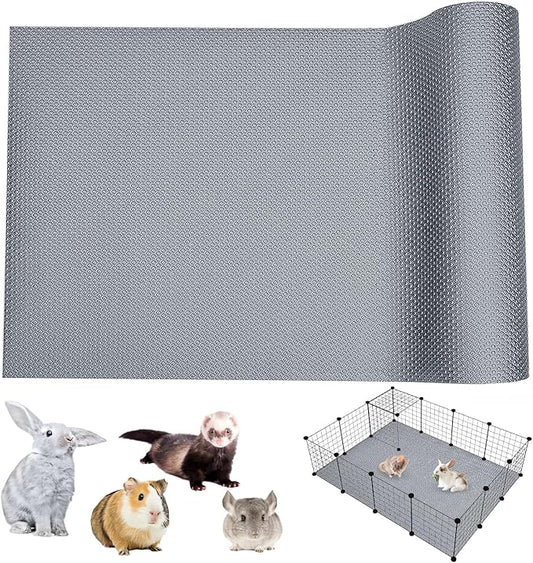 BNOSDM Waterproof Guinea Pig Cage Liner Washable Rabbit Bedding Liners Reusable Small Animals Pads Playpen Mats for Guinea Pigs Rabbits Hamsters Gerbils, 118x18Inch, Grey