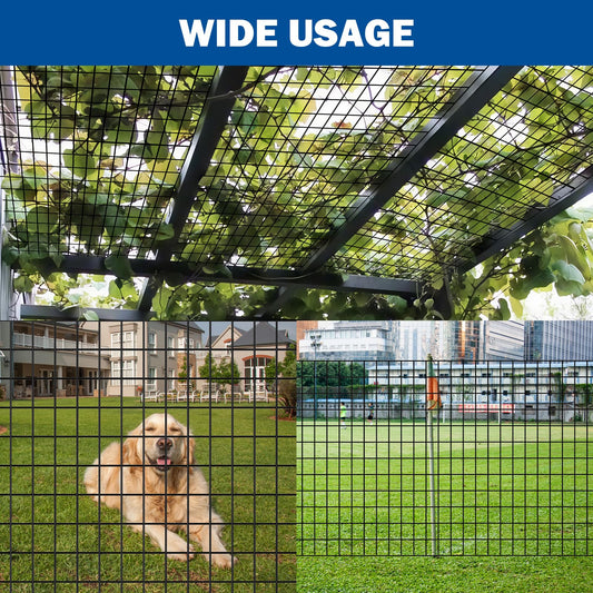 PVC Coated Wire Mesh Fence, Heavy-Duty Black Welded Wire Fencing (2×3 Inch Mesh, 36"×50' 16Gauge) Ideal for Garden, Pet Enclosure & Property Boundaries