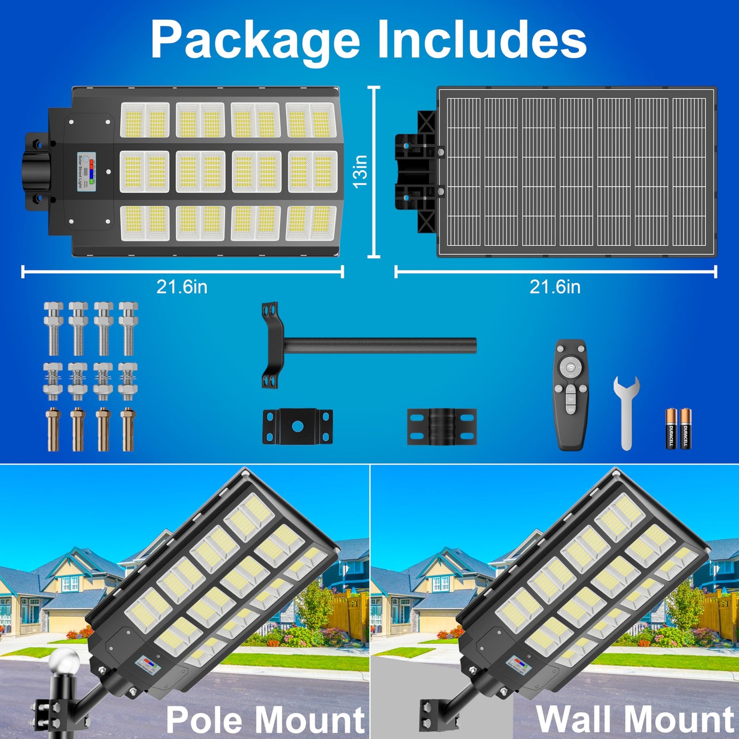 loyoele 7000W Solar Street Lights Outdoor 240000 Lumens Solar Flood Light with Remote Control & Motion Sensor, Waterproof IP66 Dusk to Dawn Solar Power Lights for Garden,Yard, Path, Parking Lot 2-Pack