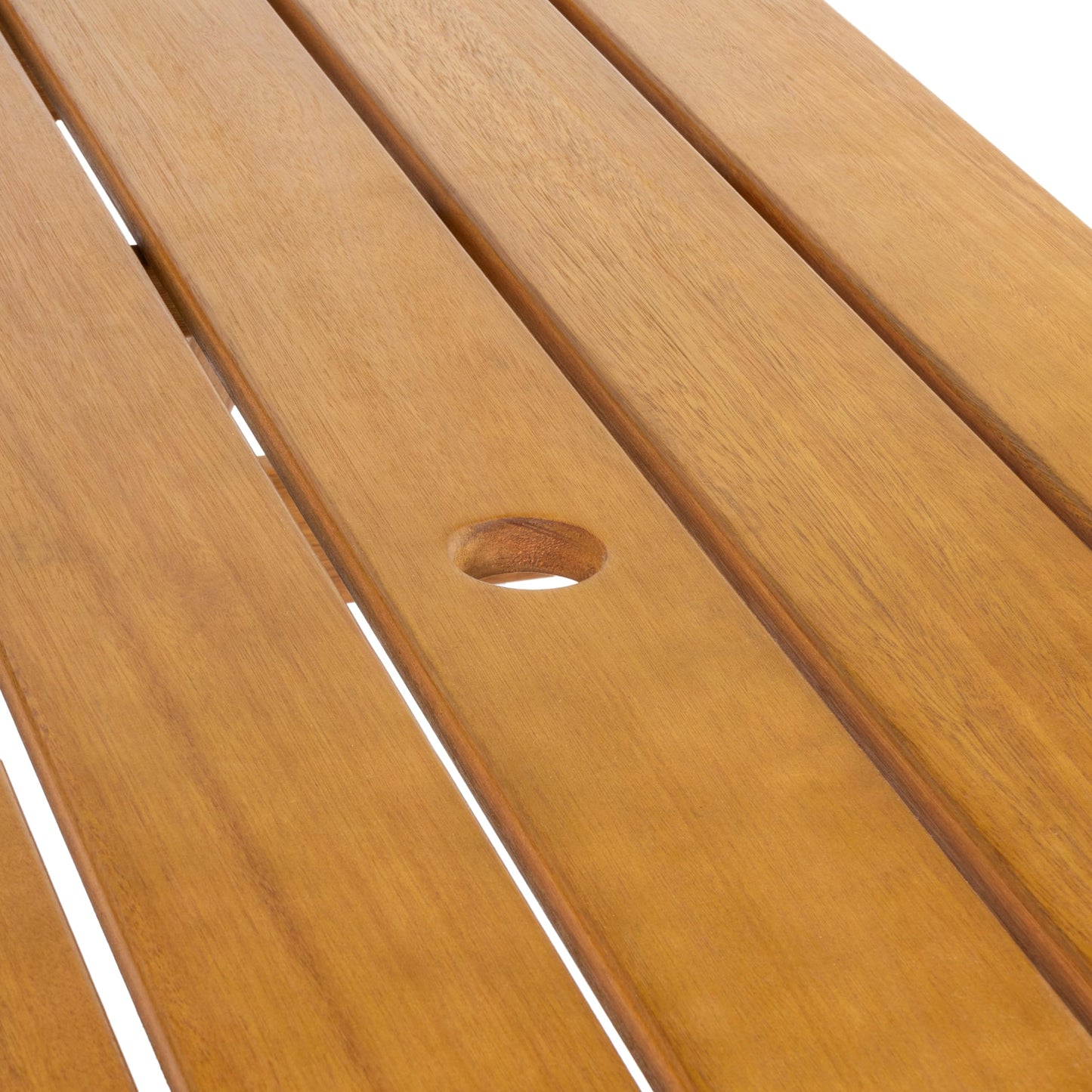 JONATHAN Y BNH200A Shoreham 59" Modern Classic Outdoor Wood Picnic Table Benches with Umbrella Hole Traditional, Coastal, Mid-Century, Vintage, Farmhouse, Teak Brown